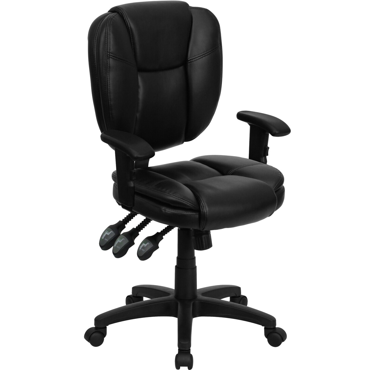Emma and Oliver Mid-Back Multifunction Pillow Top Swivel Ergonomic Task Office Chair with Arms
